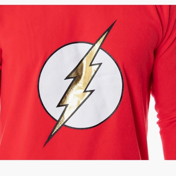 DC Comics Men's The Flash Superhero Fleece Long Sleeve Shirt and Pant 2 Piece - Picture 3 of 4